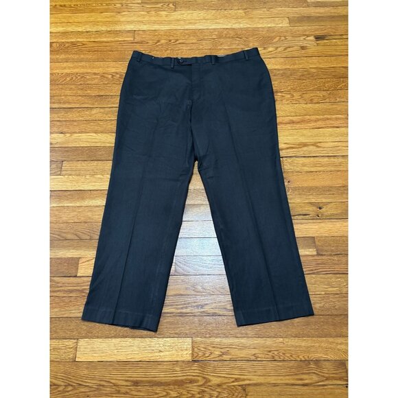 RRL RALPH Lauren Mens Dress Pants Size 42x30 Black Flat Front Poly Rayon Trouser - Picture 1 of 4